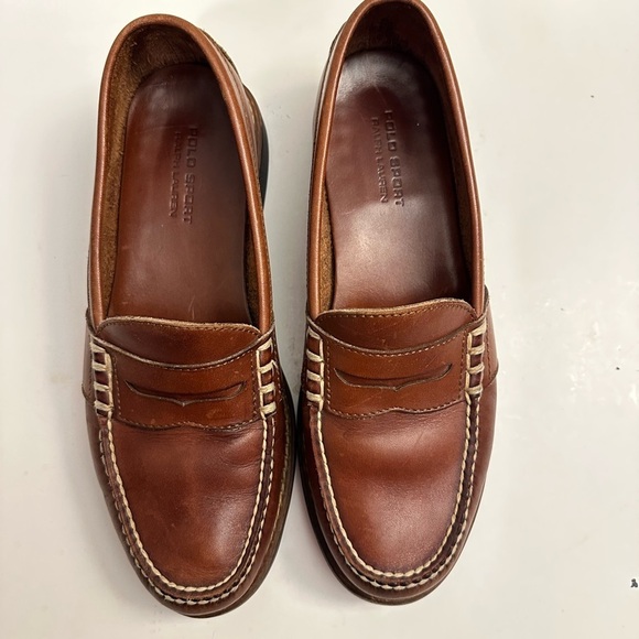 Vintage Polo Sport Ralph Lauren Brown Leather Slip On Penny Loafers Men’s 10D main image 13